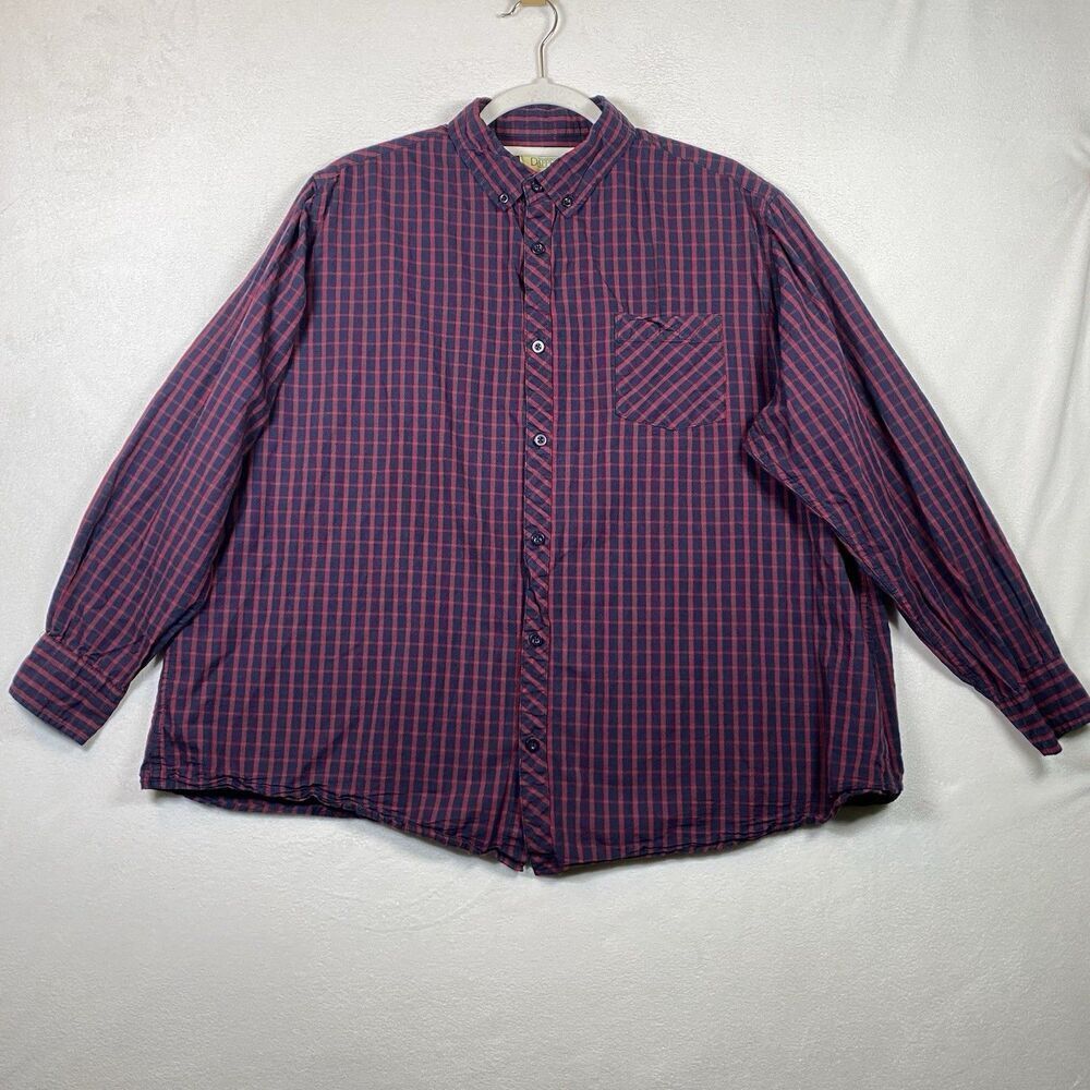 Dapper Boi Men’s 2XL Button-Up Shirt 100% Cotton Red Navy Check Plaid